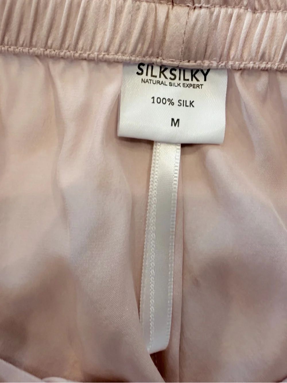 Silksilky 100% Silk Pajama Set Blush Pink Black Piping Medium M